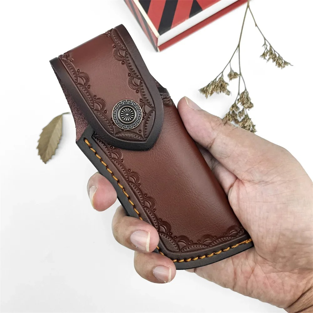 غطاء سكين من الجلد البني المنق - مراجعة Edc Carry Belt Leather وسعره