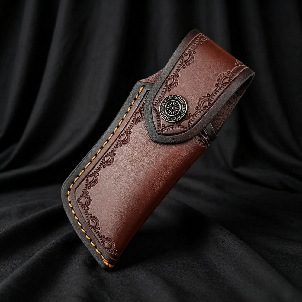 غطاء سكين من الجلد البني المنق - مراجعة Edc Carry Belt Leather وسعره