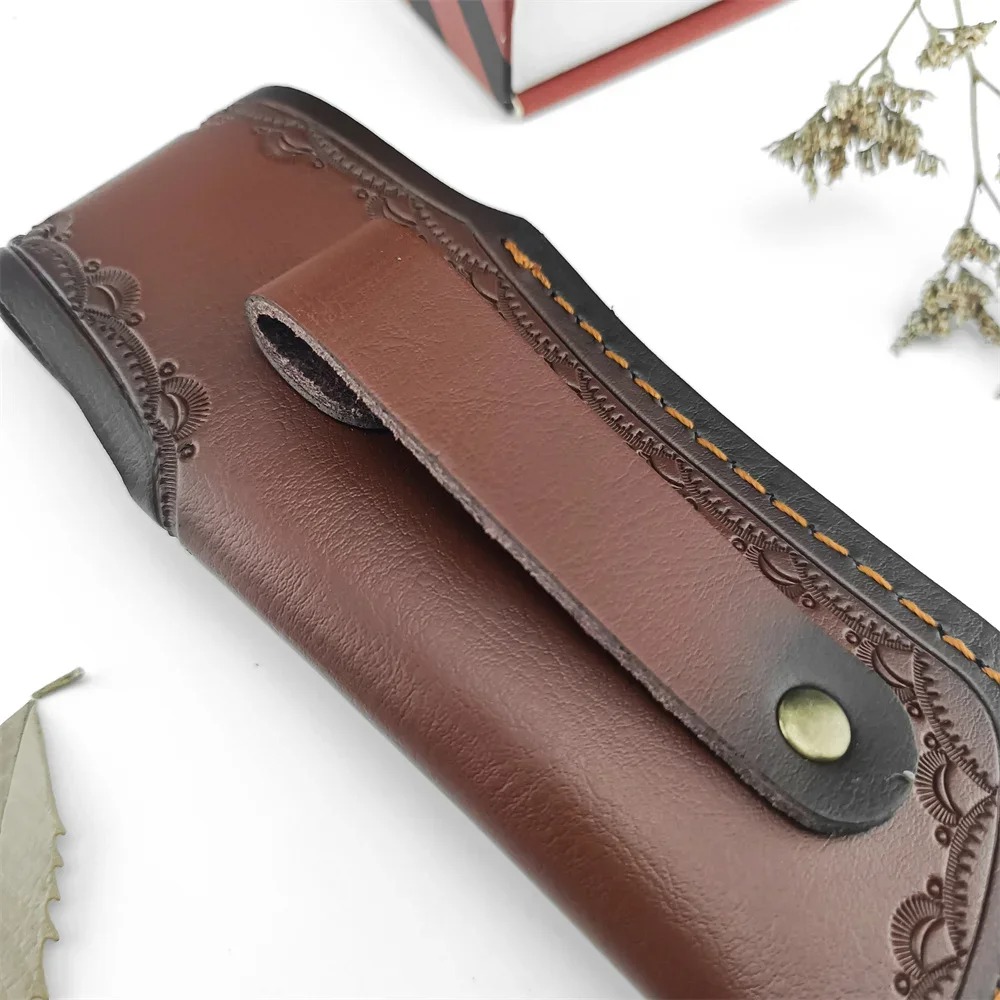 غطاء سكين من الجلد البني المنق - مراجعة Edc Carry Belt Leather وسعره