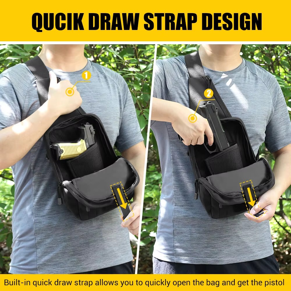 حقيبة مسدس تكتيكية، حقيبة حمل  - مراجعة Edc Concealed Carry Sling Bag وسعره